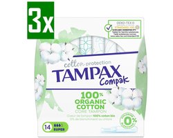 Tampax Tampons Compak Cotton Protection Super Applicator Bio - 42 stuks