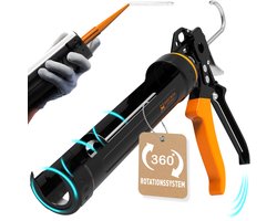 HARDTWERK cartridgepers siliconenspuit HYDRO met cartridgesnijder (18:1 overbrenging) Professionele siliconenspuit cartridgepistool voor 150-310 ml afdichtings- en lijmcartridges (siliconen, acryl enz.)