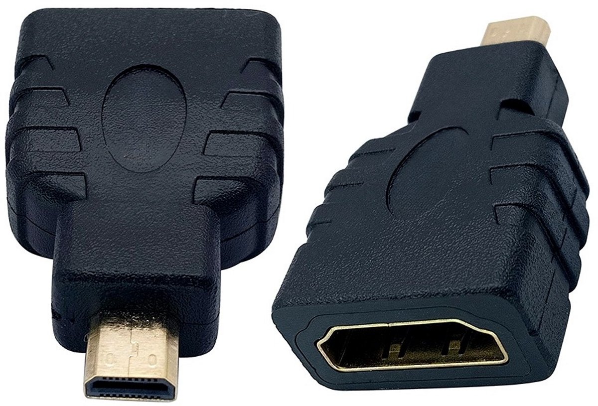 Nereb - Micro HDMI naar HDMI Adapter – Type D naar Type A – 4K Ultra HD – Verguld – Zwart – Verloopstekker