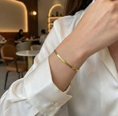 Lundholm Sigrid Slangen Armband Dames Goudkleurig - Platte Slangenarmband 18 cm - Snake Armband - Premium Stainless Steel Jewellery Goud Verguld - Hypoallergene Sieraden - Vrouwen Cadeautjes - Kerst Cadeau Vrouw en Vriendin - my Lundholm