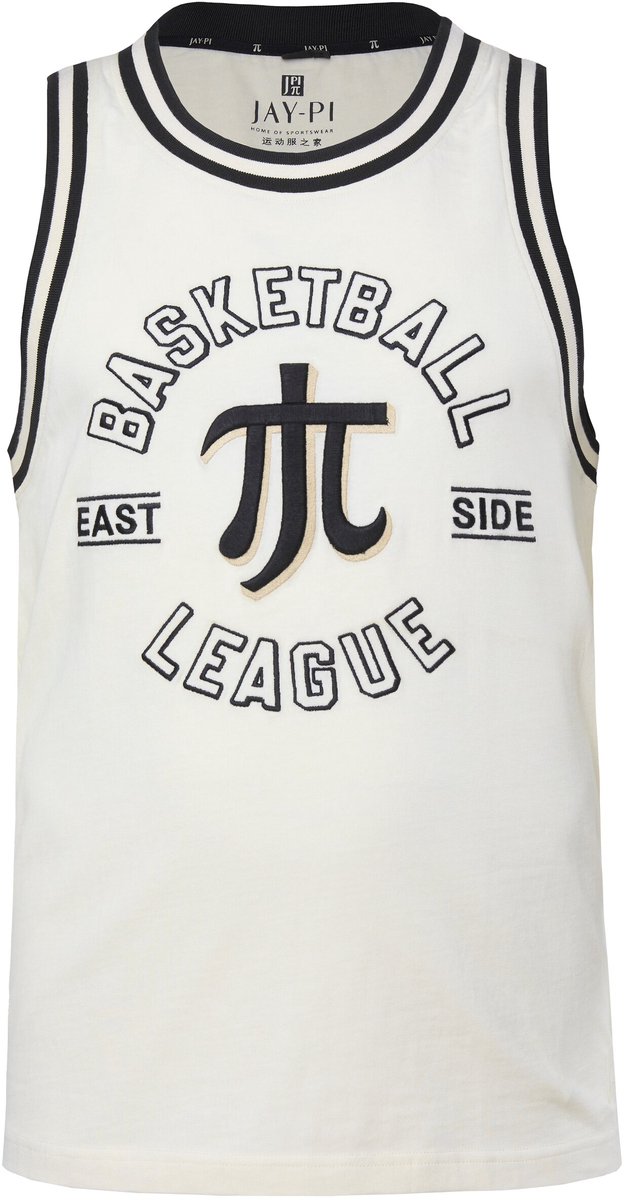 JAY-PI - Heren - tanktop fitness heavy jersey borstprint tot 7XL - Crèmewit - Maat L