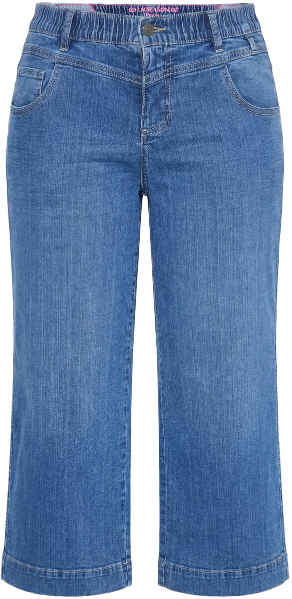 Laurasøn - Dames - Denim culotte wijde pijpen 5 zakken - Blauw denim - Maat 44