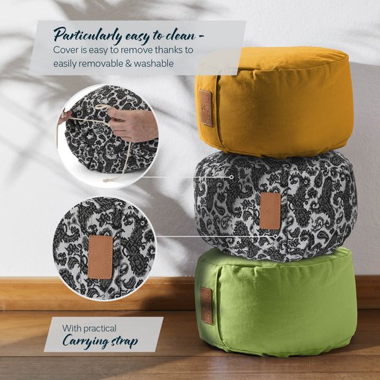 #DoYourYoga - Yoga kussen - »Vishnu« - rond meditatiekussen met bio-organische Spelt vulling - H:15cm, diam.30cm - Style (3) van #DoYourYoga — afbeelding 2