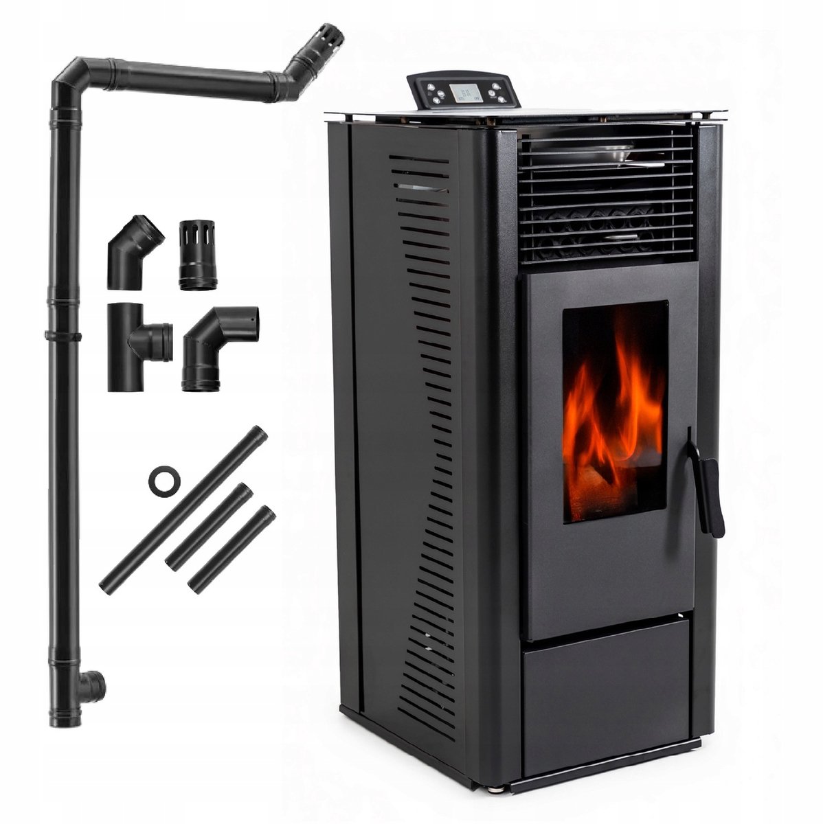 THUNDER Pelletkachel - Vrijstaand - 10 kW - WiFi - 20 kg reservoir - THUNDER KARMEN-BLACK