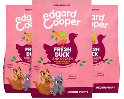 Edgard & Cooper Hondenvoer Droog Puppy Eend & Kip Medium - 3 x 1 kg - Voordeelverpakking