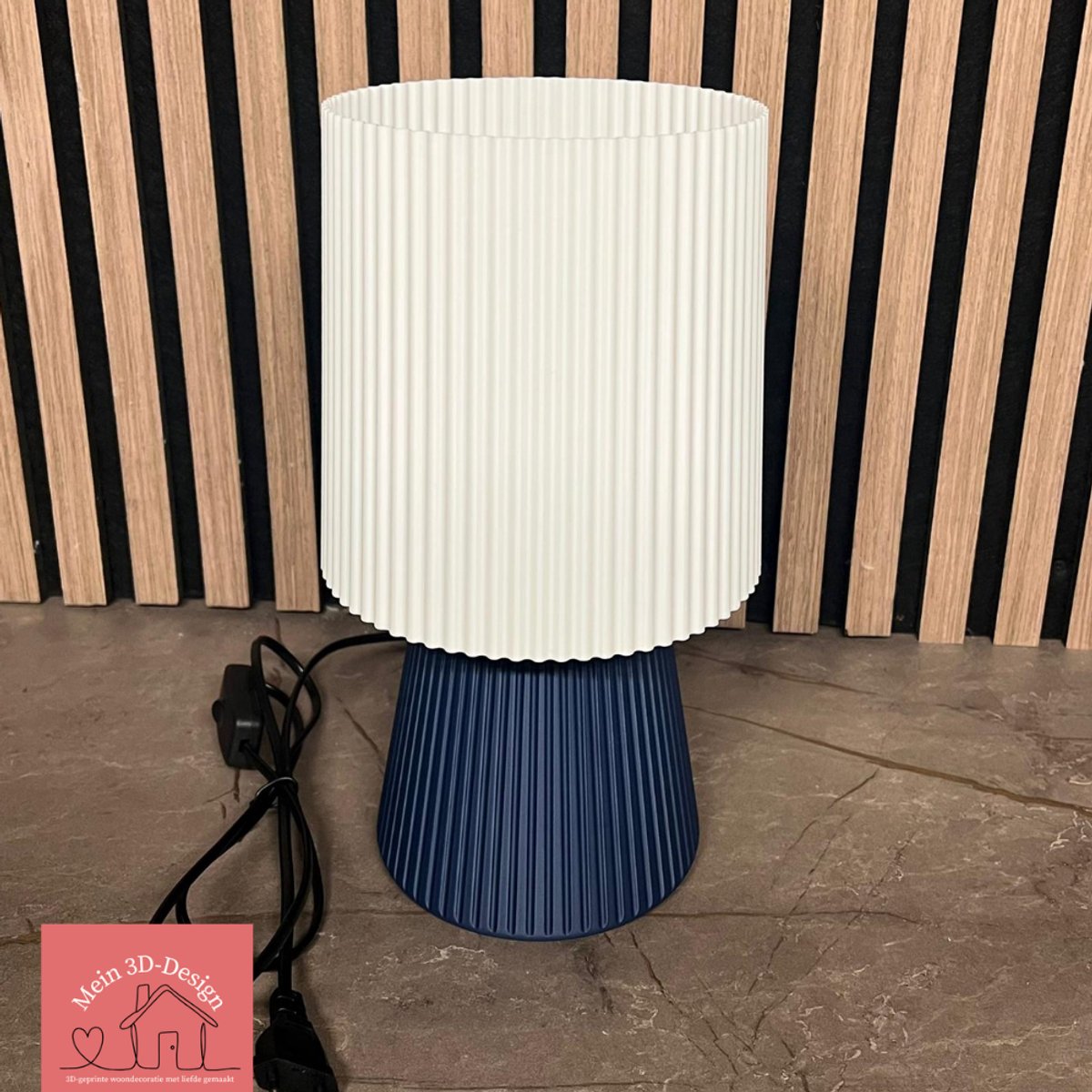 Lamp Eva - 3D geprint - Tafellamp - E27 - Donkerblauw