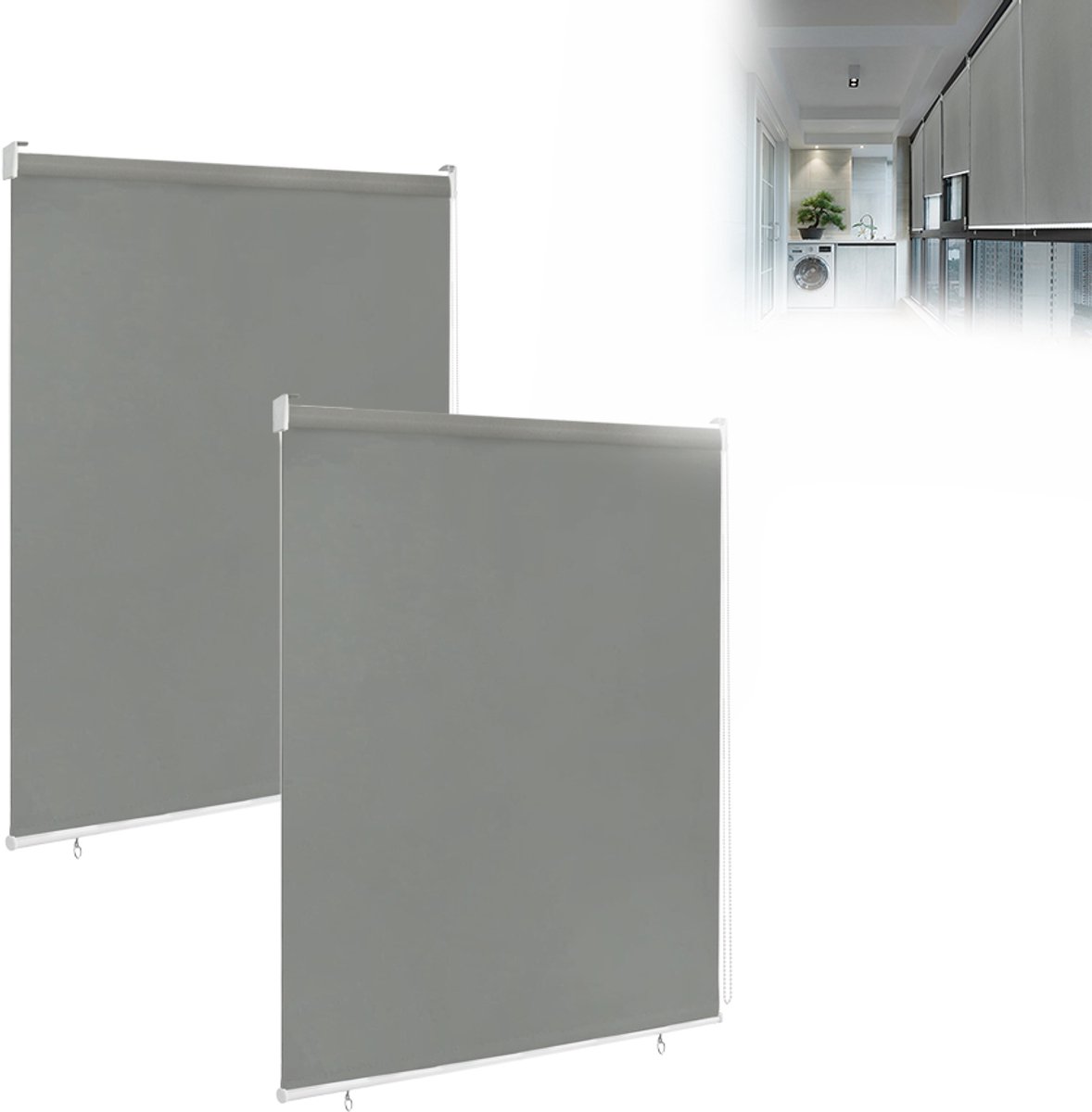 Aufun Verticale Zonwering - 2 Stuks - 140 X 140 cm - Grijs - Inkijkbescherming - Luifel - Geschikt Voor Balkons, Terrassen En Tuinen