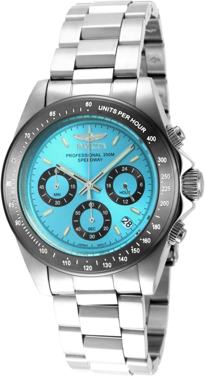 Invicta Speedway 15589 Heren Horloge - Waterdicht - Analoog - Quartz Uurwerk - Roestvrij Staal met blauwe Wijzerplaat - 39mm