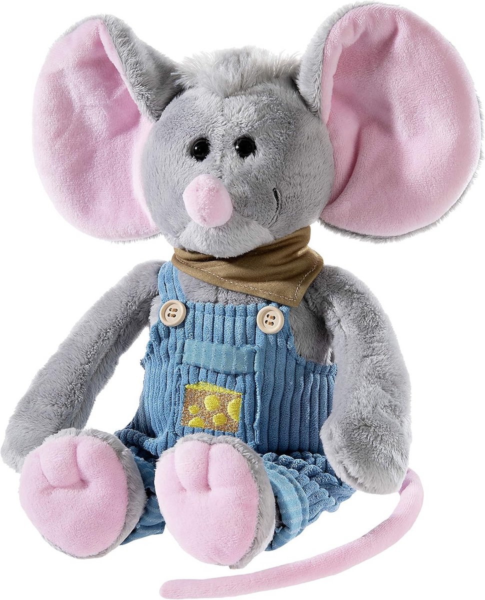 Pluche Muis met Tuinbroek en Grote Oren - Knuffeldier