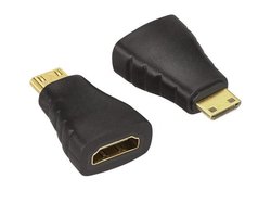 Nereb - Mini HDMI naar HDMI Adapter – Type C naar Type A Verloopstekker – Zwart – Verguld