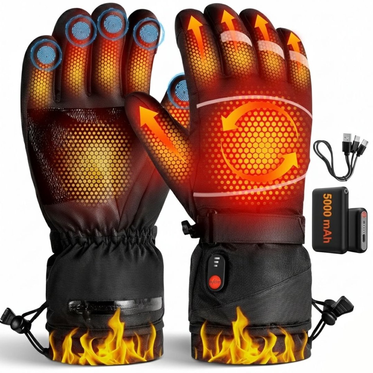 Verwarmde Handschoenen Elektrische Handschoenen Handschoenen Verwarmd Zwart