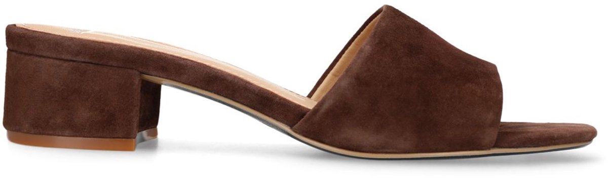 Manfield - Dames - Bruine suède sandalen met hak - Maat 37