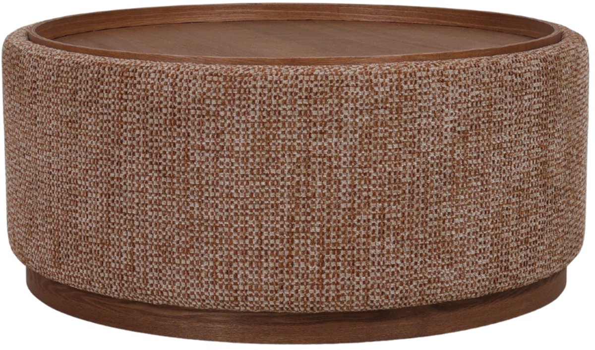 DÉJA Living Salontafel Marcia - Rond Terra/Walnoot - Incl. Opbergruimte - Ø83cm