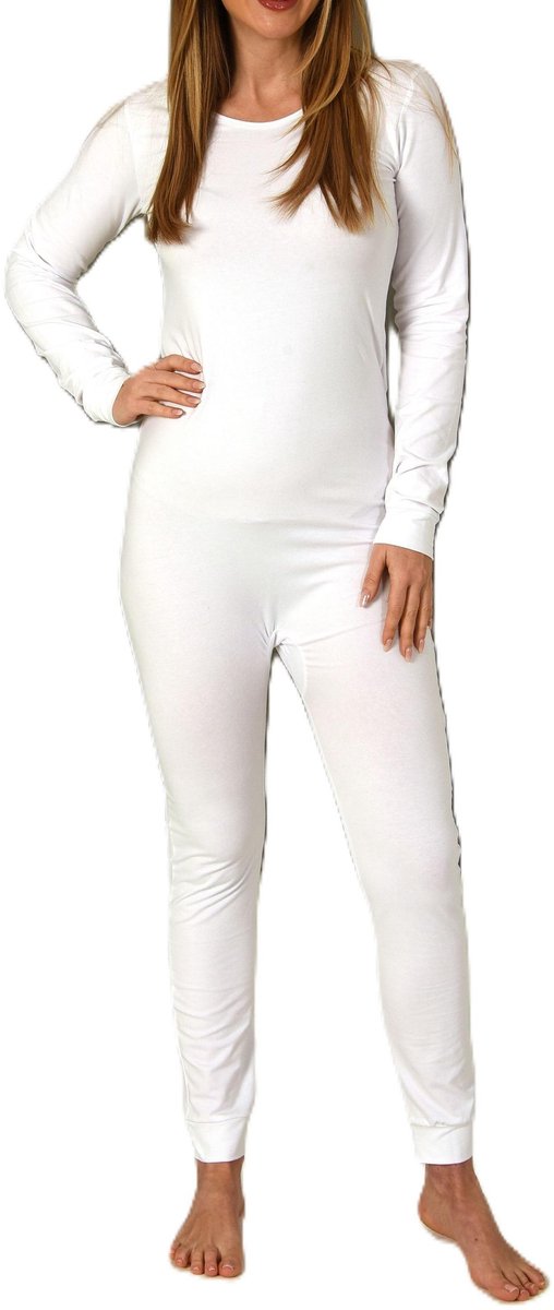 Normann Voedingsbody lange mouw UNISEX bodypyjama uit één stuk met ritssluiting aan de achterkant weiß