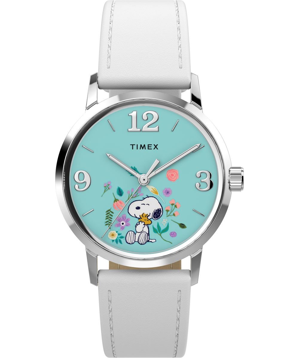 Timex Peanuts Marlin TW2Y68800 Horloge - Leer - Wit - Ø 38 mm