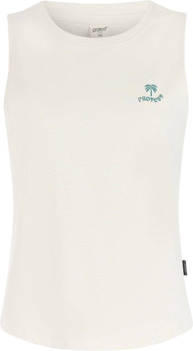 Protest PRTReturn Singlet Dames Mouwloos Ronde hals Loose fit Crème Kitoffwhite