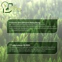 Tekstkader met informatie over 'Ultra Efficient' verlichting en levensduur, tegen een boslandschap.
