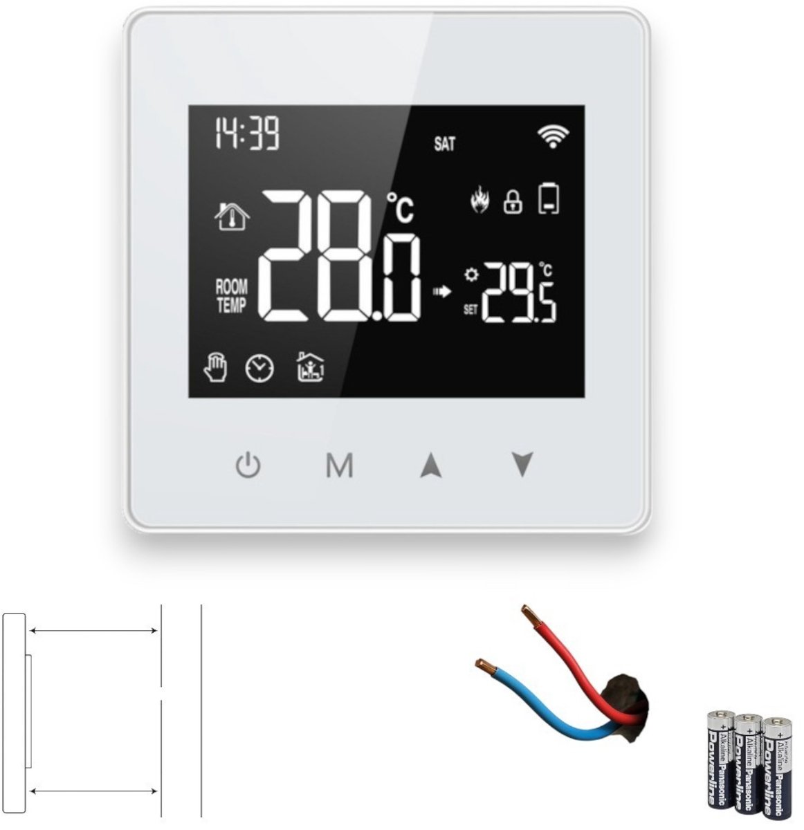 Zigbee Wifi Thermostaat | Opbouw | Touchscreen bediening | Aan uit CV | Tuya Smart Life | Open raam detectie | Wit