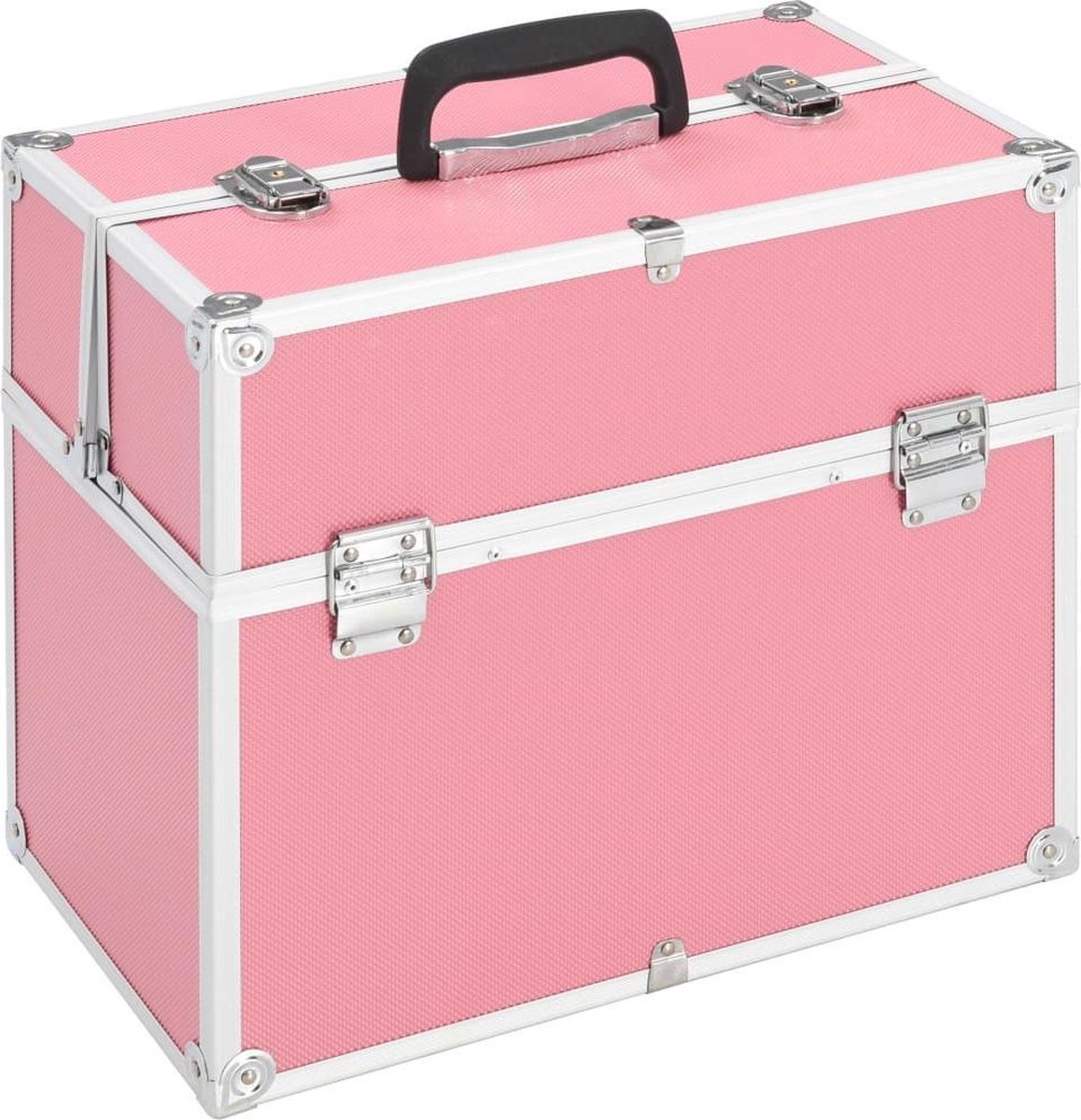 Goedkoopste vidaXL - Make-up - koffer - 38x23x34 - cm - aluminium - roze