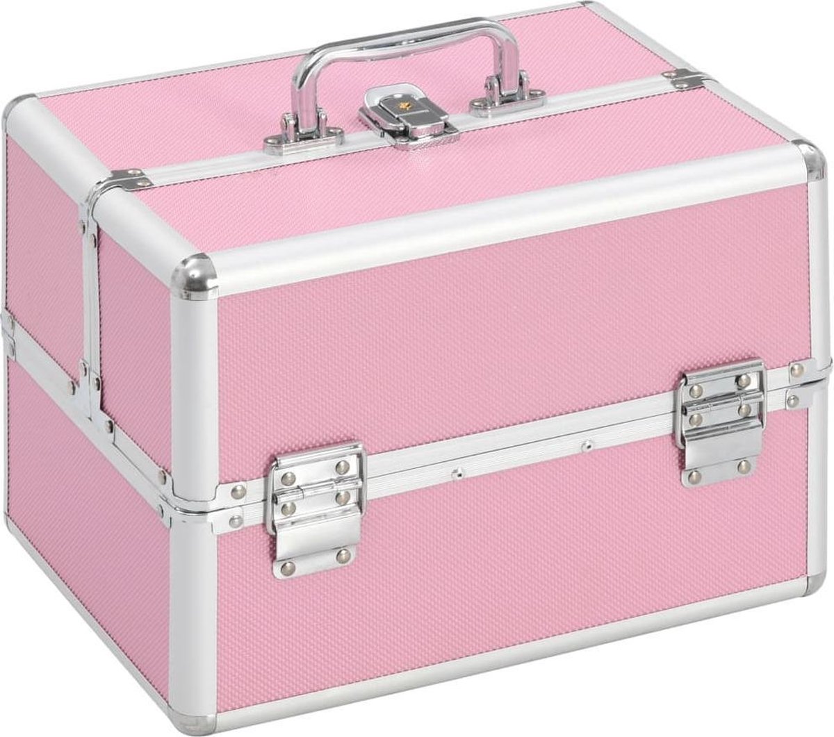 Goedkoopste vidaXL - Make-up - koffer - 22x30x21 - cm - aluminium - roze