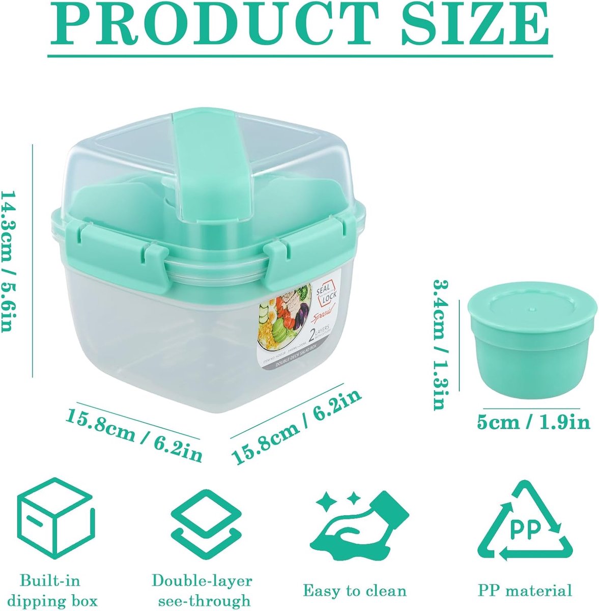 Lunchbox plastic 1400 ML met vakken, BPA-vrij, met vork en lepel voor picknick, werk