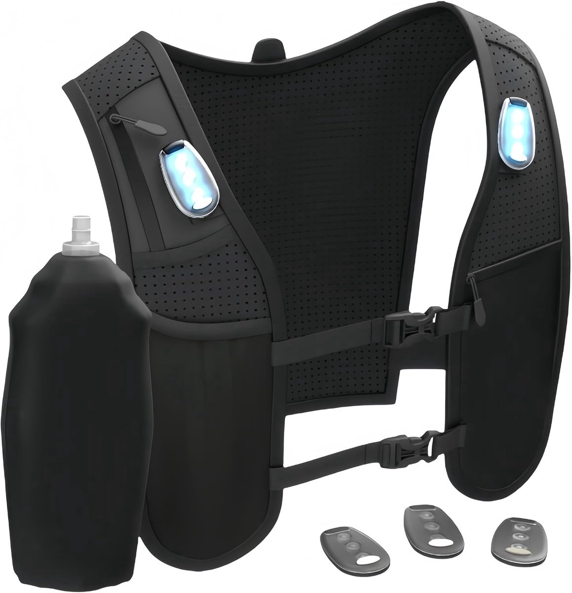 ADSafety Hardloopvest - 3x LED - Running Vest met Verlichting - Hardloop Vest - Loopvest incl. Waterfles en Telefoonvak - Universeel