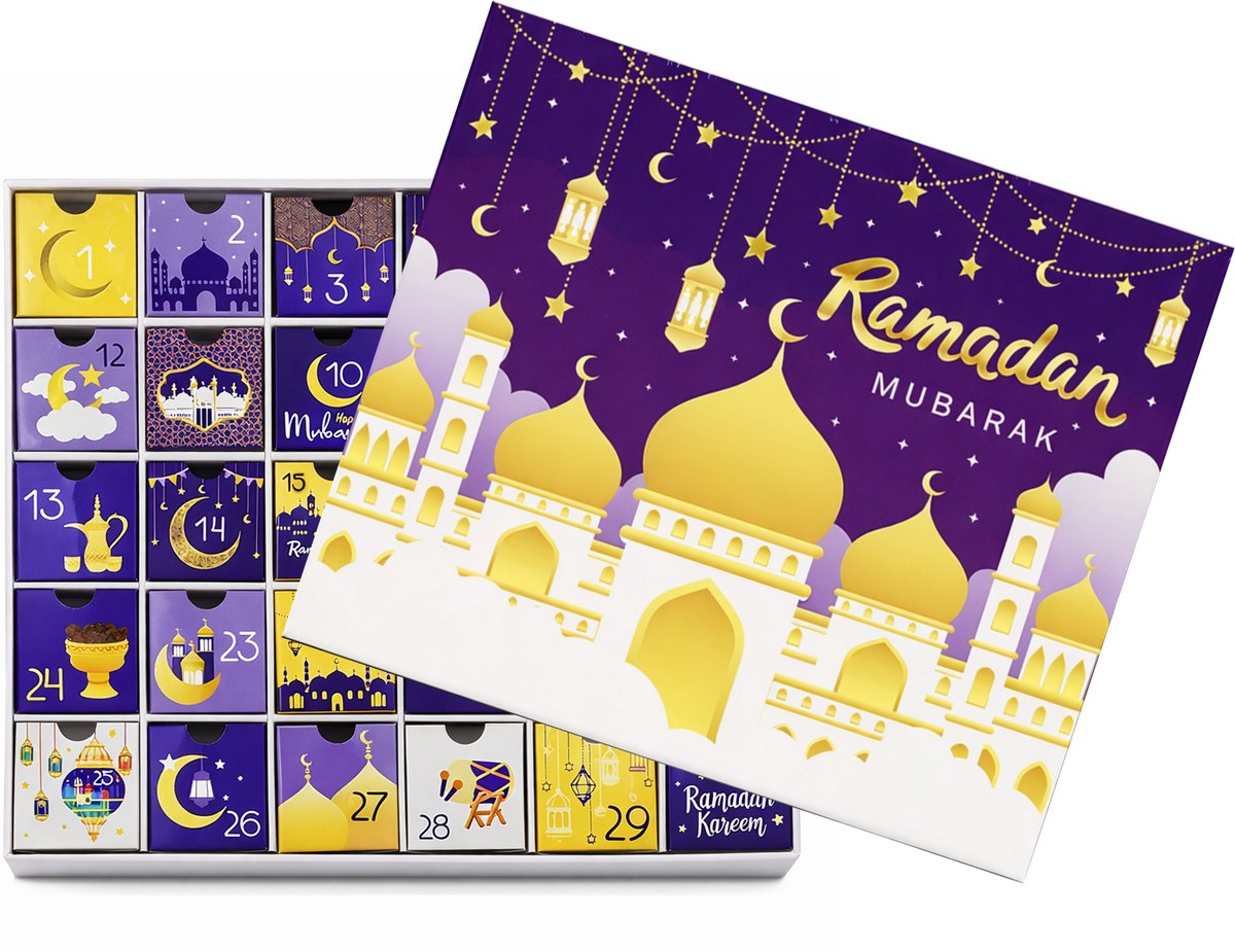 Baraka Treasures Islamitische Adventskalender - Gevulde Adventskalender - Ramadan Aftelkalender - 30 Vakjes - Islamitisch Cadeau - Ramadan Cadeau - 33cm x 27cm