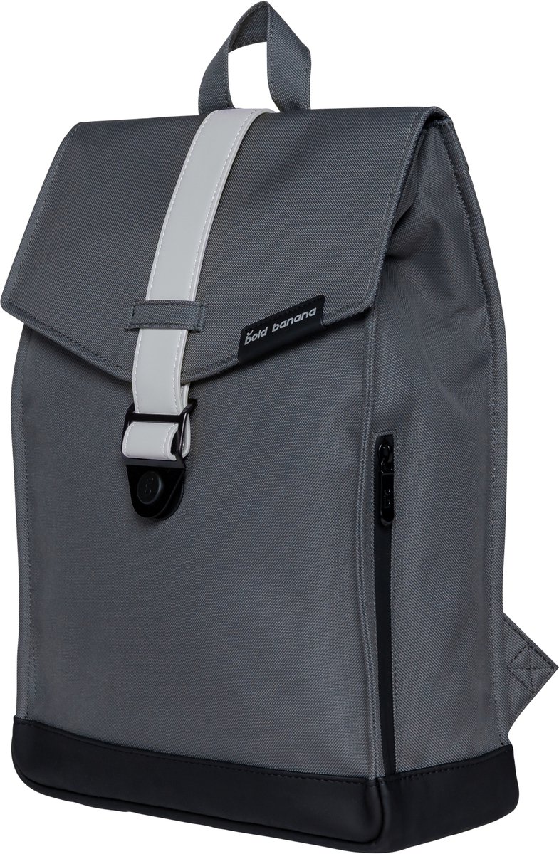 Bold Banana Envelope Backpack - Laptopvak 15.6 inch - Vegan - Waterdicht - A4 - Dames & Heren - Rugtas - Kleurrijk Design - Reizen - School - Grijs