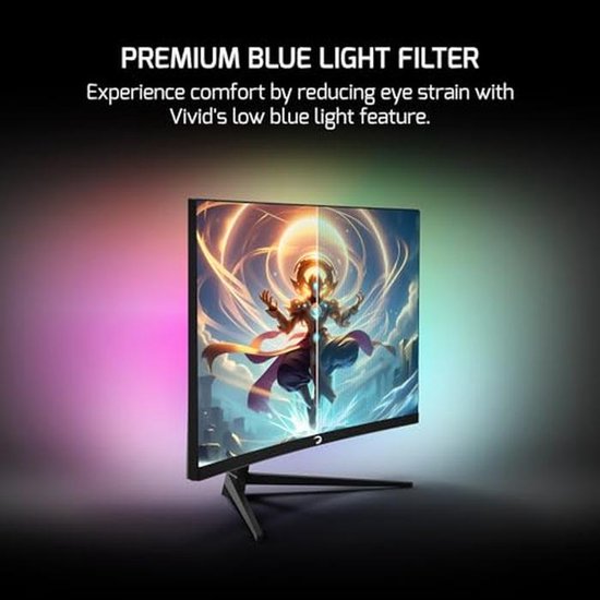 Curved Gaming Monitor 24 inch - Full HD 1080P, 180Hz, 0,5 ms, VA HDR Display, Frameloos, FreeSync G-Sync, 125% sRGB met Luidspreker — afbeelding 3
