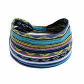 Bandeau élastique multicolore bleu pour femmes – large bandeau en tissu avec motif – bandeau cheveux coloré à la mode pour un usage quotidien, le yoga et les festivals