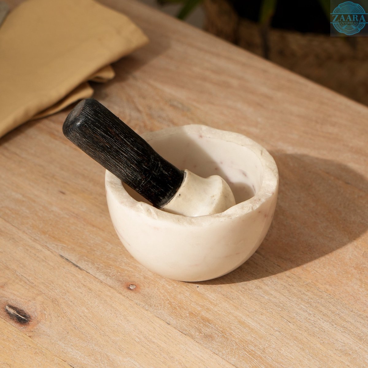 Premium Handcrafted Natural Stone and Marble Mortar and Pestle - Durable Spice and Herb Grinder and Crusher Kitchen Tool