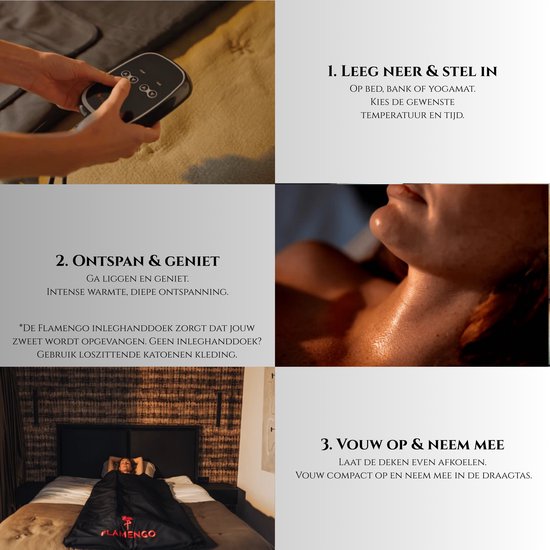 Flamengo® Infrarood Sauna Deken PRO + Wrap Inleghanddoek – High-End Warmtebeleving vergelijkbaar met premium infrarood sauna’s - Mobiele draagbare saunadeken incl. draagtas