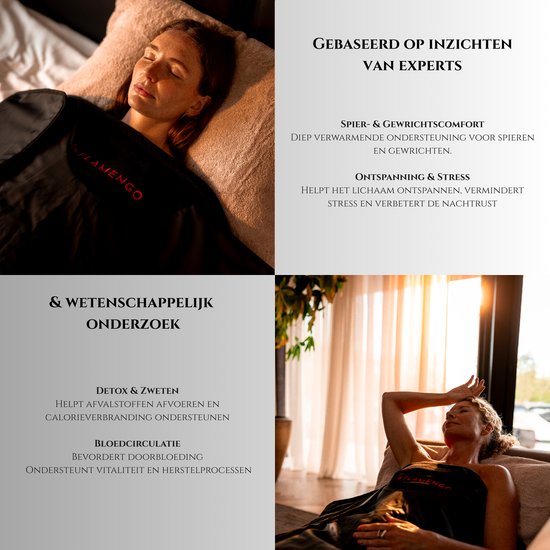 Flamengo® Infrarood Sauna Deken PRO + Wrap Inleghanddoek – High-End Warmtebeleving vergelijkbaar met premium infrarood sauna’s - Mobiele draagbare saunadeken incl. draagtas