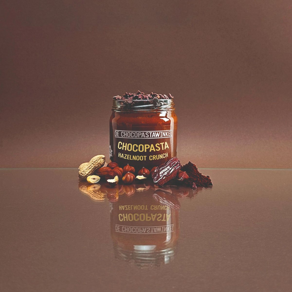 De Chocopastawinkel - Chocopasta Hazelnoot Crunch - 70% minder suiker * - chocopasta hazelnoot crunch met pure chocolade