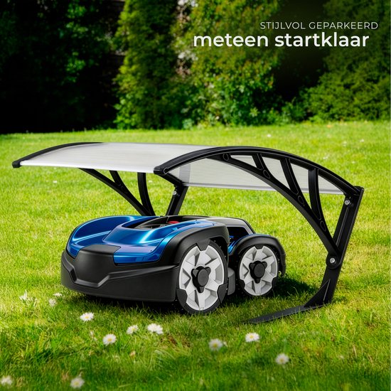 tectake® Garage voor Robotmaaier - Grasmaaier Carport - Robot Maaier Laadstation Afdak - Weerbestendig - 81 x 100 x 48 cm - Inclusief 4 Grondpennen - Transparant van Merkloos	 — afbeelding 4