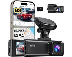 RedTiger F7N Pro Dual Dashcam voor auto - 4K & 1080p - Voor en achter Camera - WiFi en Gps - 3,18 inch LCD met App - Sony Sensor - Nachtzicht - Parkeerbewaking - G Sensor - Loop opname
