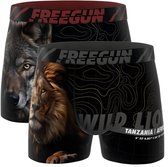 Freegun jongens boxershorts - microvezel - 2-pack - maat 152/164 - Wild foto leeuw/wolf