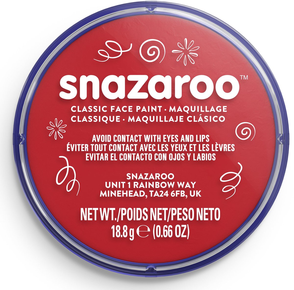 Snazaroo 1118055 - Bright Red - 18ml Aqua Schmink & Kinderschmink voor Kinderen en Volwassenen