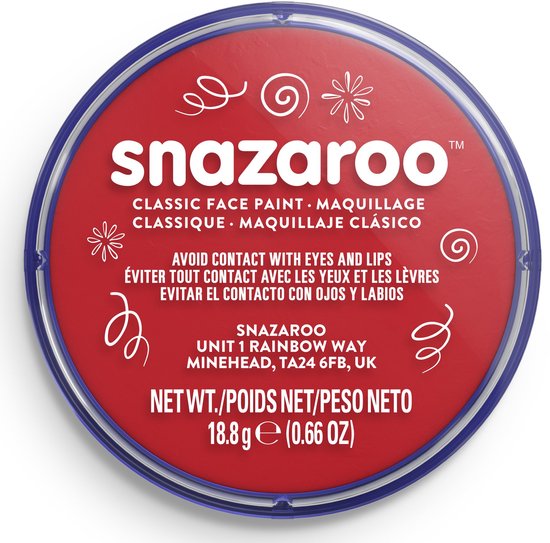 Snazaroo 1118055 - Bright Red - 18ml Aqua Schmink & Kinderschmink voor Kinderen en Volwassenen