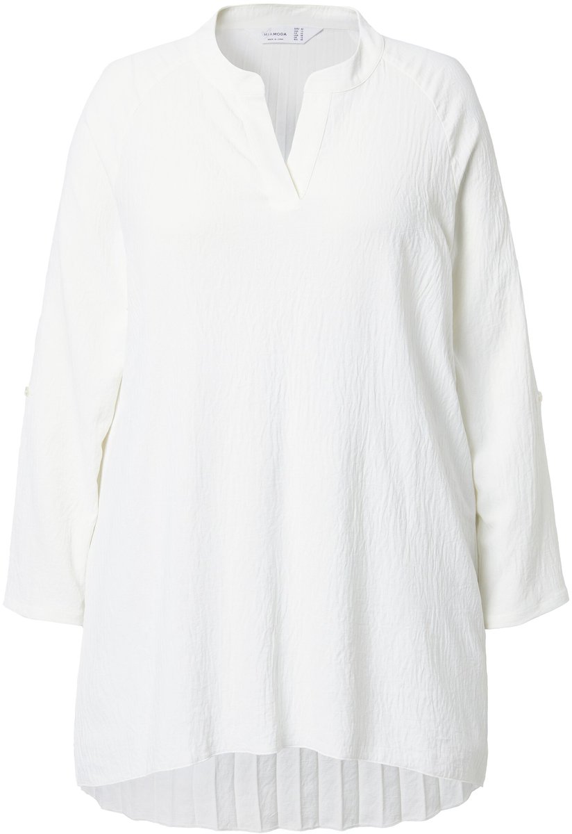 MIAMODA - Dames - Blouse A-lijn geplooide rug lange raglanmouw - Sneeuwwit - Maat 42