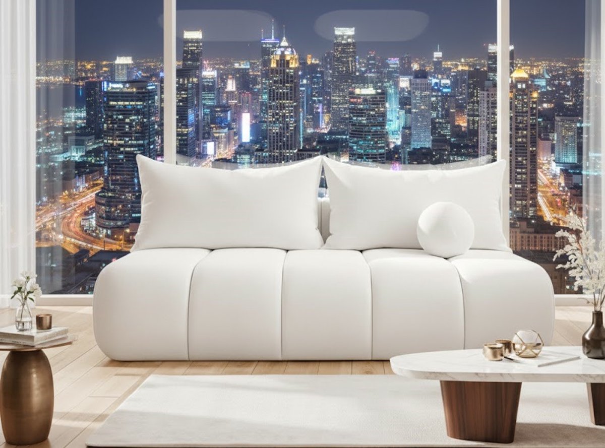Togo Luxe Ergonomische Zitzak Fauteuil – Comfortabele Lazy Floor Sofa | Pluizige Traagschuim Hoekzitzak voor Woonkamer, Slaapkamer, Salon en Kantoor – Mouwloze Accentstoel 35 cm Hoogte, 60 cm Diepte – Geel & Wit House&Garden