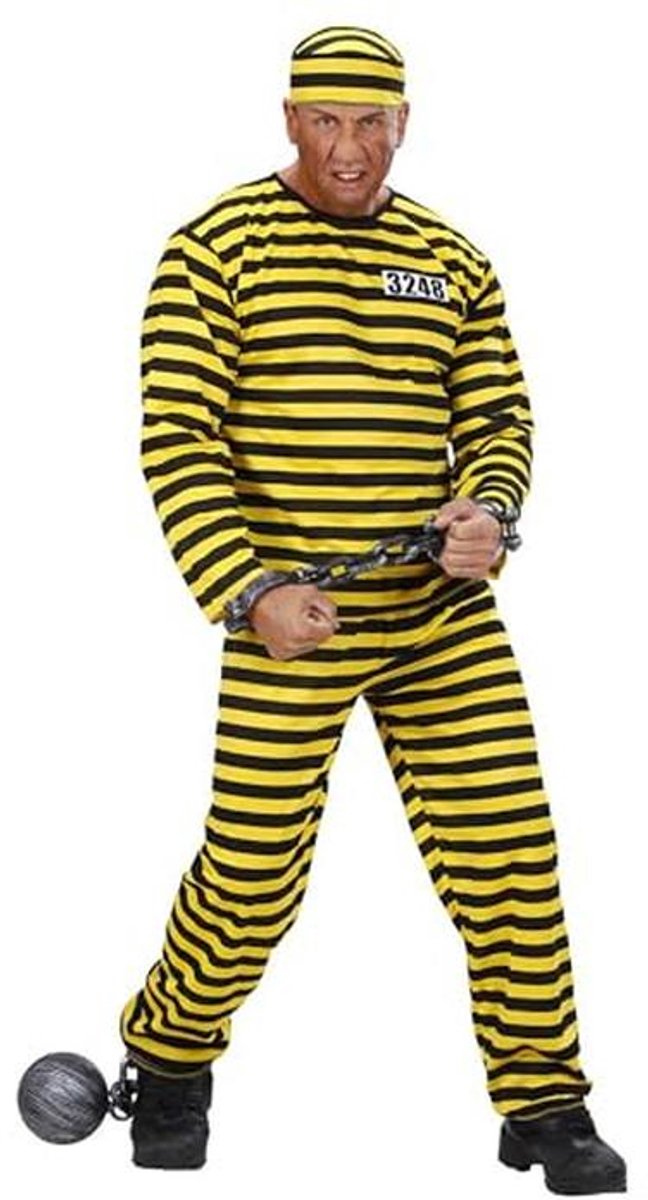 Gevangenenkostuum voor themafeest - Jas, broek en hoed voor Carnaval