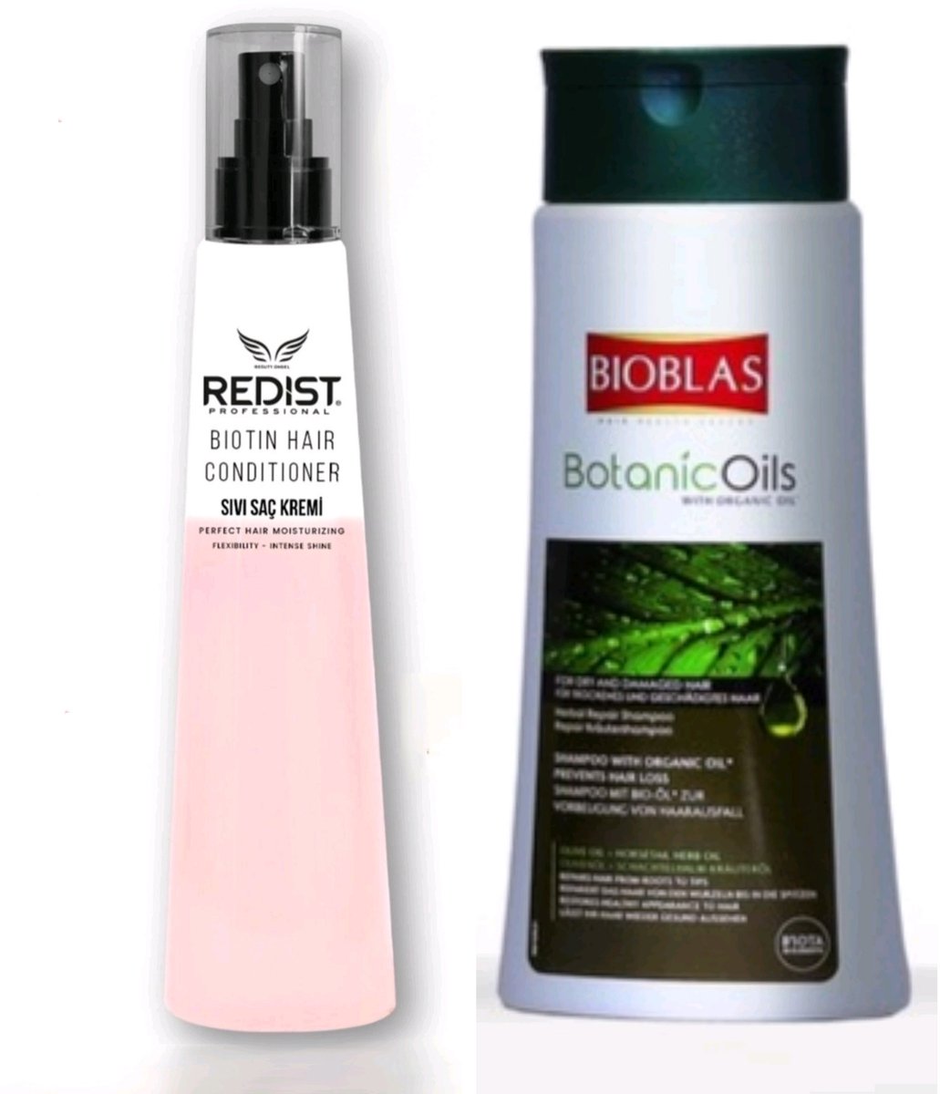 Redist Biotin haarverzorgingset - Hair Care Conditioner 225ml + Bioblas Botanic Oils Shampoo voor fijne zwakke en beschadig / droogd haar 360ml - Haar Conditioner - Biotin - Biotine - Haarverzorging - Haar Conditioner - Haarverzorging