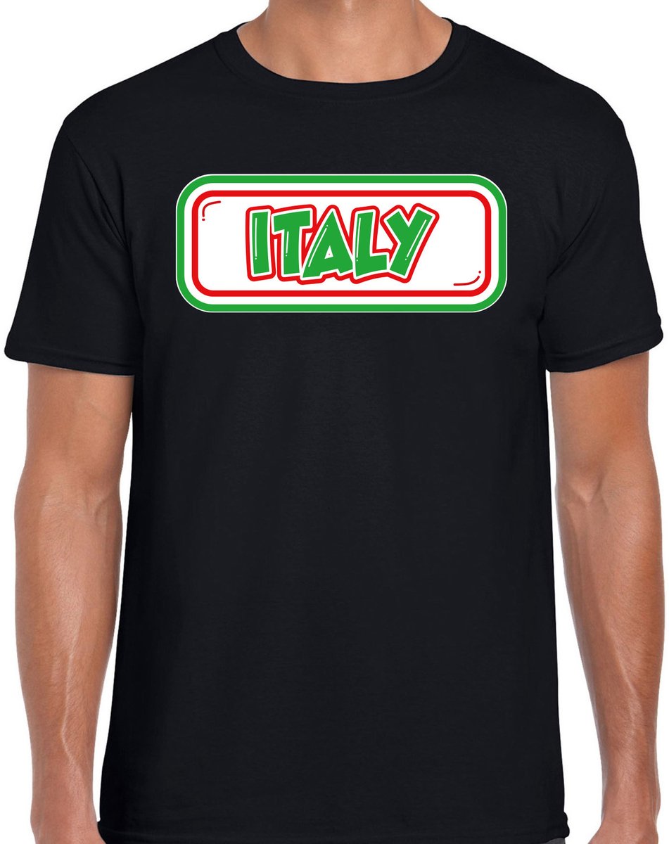 Bellatio Decorations Verkleed T-shirt voor heren - Italie - zwart - voetbal supporter - themafeest L