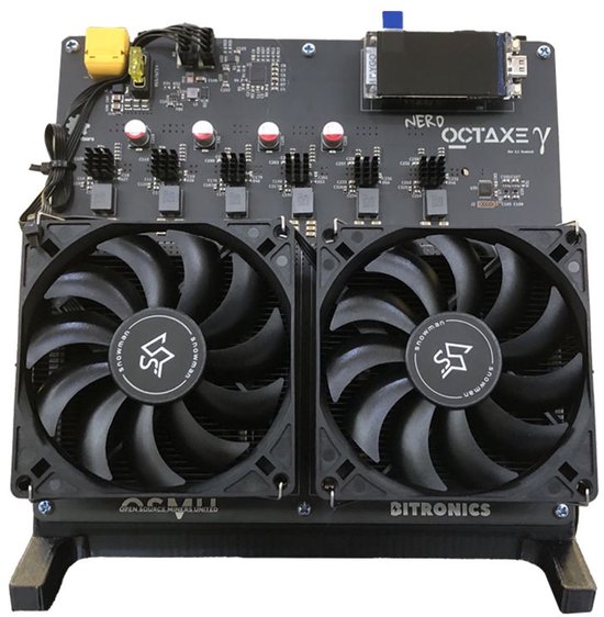 NerdOctaxe Rev3.1 - Inclusief Stand & EU Stekker - 12 TH/s Bitcoin Miner - Solo miner - Zwart