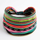 Bandeau élastique multicolore pour femme – large bandeau en tissu à motifs – bandeau tendance et coloré pour un usage quotidien, le yoga et les fêtes.