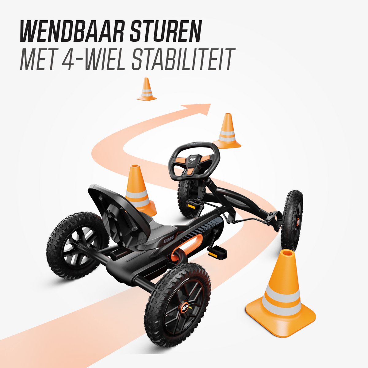 BERG Buddy Cross Black Skelter - 3+ Jaar - All Terrain Luchtbanden - Verstelbare Stoel - Vrijloopautomaat - Zwart — afbeelding 2