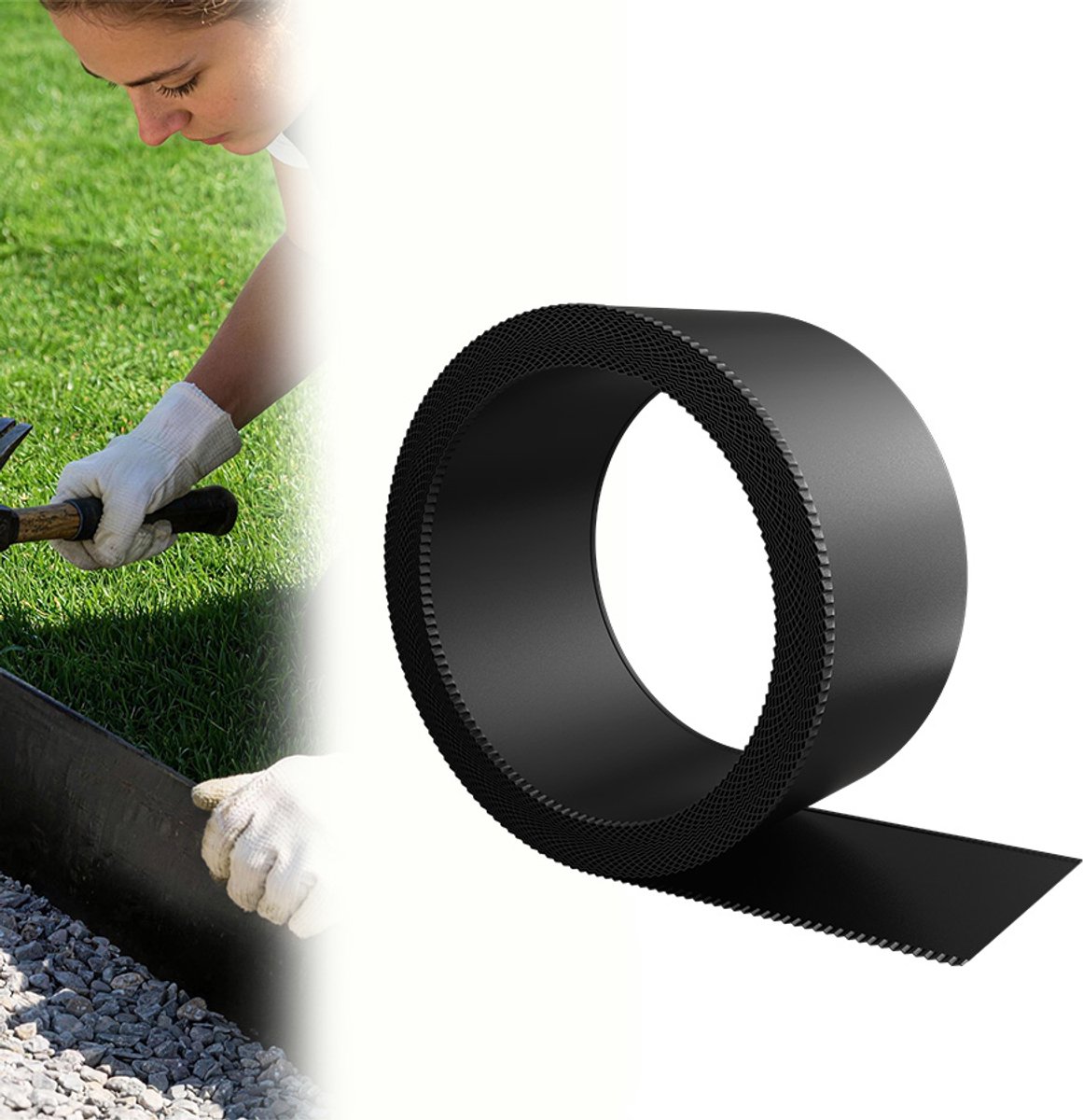 Aufun 20 meter gazonrand - hoogte 15 cm - zwart - metalen gazonrand - geschikt voor tuinen, binnenplaatsen, bloembedden