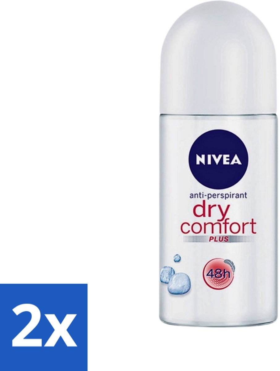2 x Nivea - Deodorant - Roller - Dry Comfort - 48 Uur Lang Werkend - 50 ml - Anti-transpirant - Zweetbeheersing - Droog Gevoel - 48 Uur Bescherming - Zweetvermindering