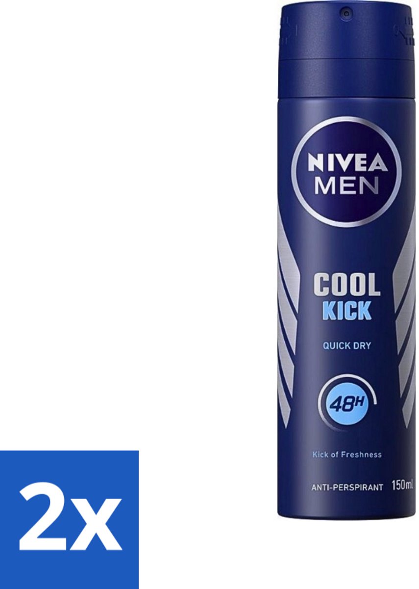 2 x Nivea - Men - Deospray - Cool Kick - 48 Uur Lang Werkend - 250 ml - Deodorant Spray - Anti-transpirant - 48 Uur Bescherming - Frisheid - Mannelijke Geur